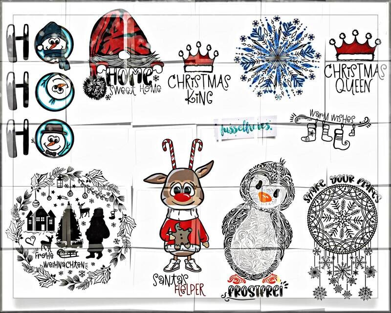 Winter &amp; Weihnachten 2021 Plotterdatei DXF SVG  Schneemann, Wichtel, Gnom, Traumfänger, Schneeflocken, Krone, Kranz von Fusselfreies