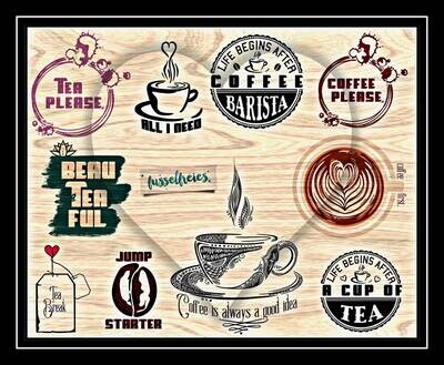 Kaffee &amp; Tee Zeit - Coffee and Tea Time Designs - Plotterdatei Plottervorlage DXF SVG Espresso, Cappuccino von Fusselfreies