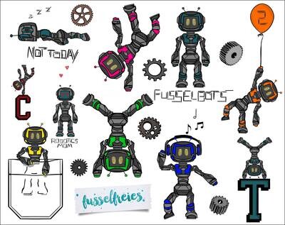 Fusselbots - Die lustigen Roboter Plotterdatei DXF SVG von Fusselfreies