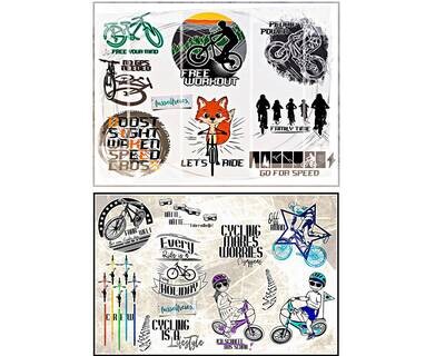 Fahrrad Welt Vol1 + Vol2 Kombi-Serie Plotterdatei DXF SVG Offroad, Mountain Bike, Rennrad, eBike