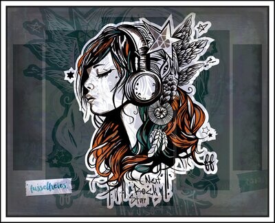 Next Rockstar ROCKGIRL - Music Girl Vol3 - Plotterdatei DXF SVG.von Fusselfreies
