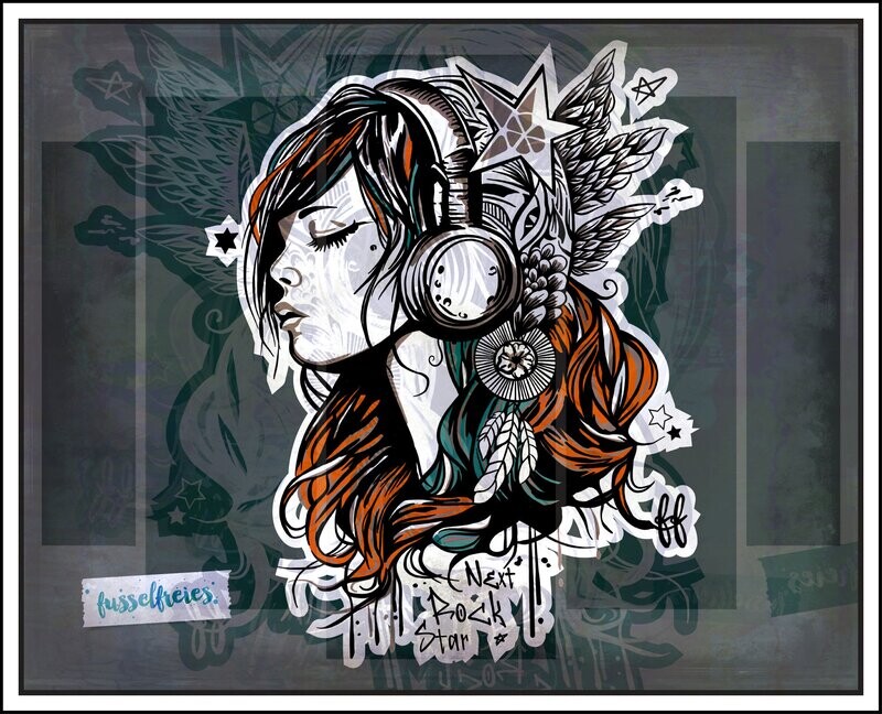 Next Rockstar ROCKGIRL - Music Girl Vol3 - Plotterdatei DXF SVG.von Fusselfreies