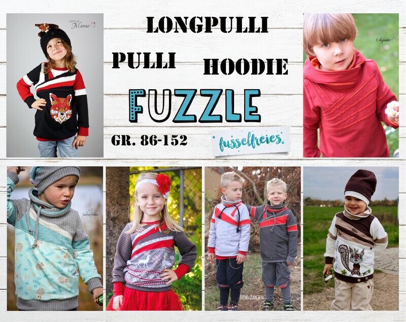 Kombi  eBook TEENIE FUZZLE + FUZZLE 

Kinder Hoodie Pulli Longpulli  Schnittmuster Unisex Gr. 86-176 zum ausdrucken (A4 und A0 Format) ohne Nz