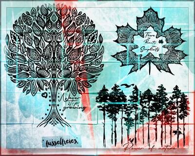 Lebensbaum Vol4 Plotterdatei DXF SVG Ahornblatt - Wald Skizze Designs von Fusselfreies