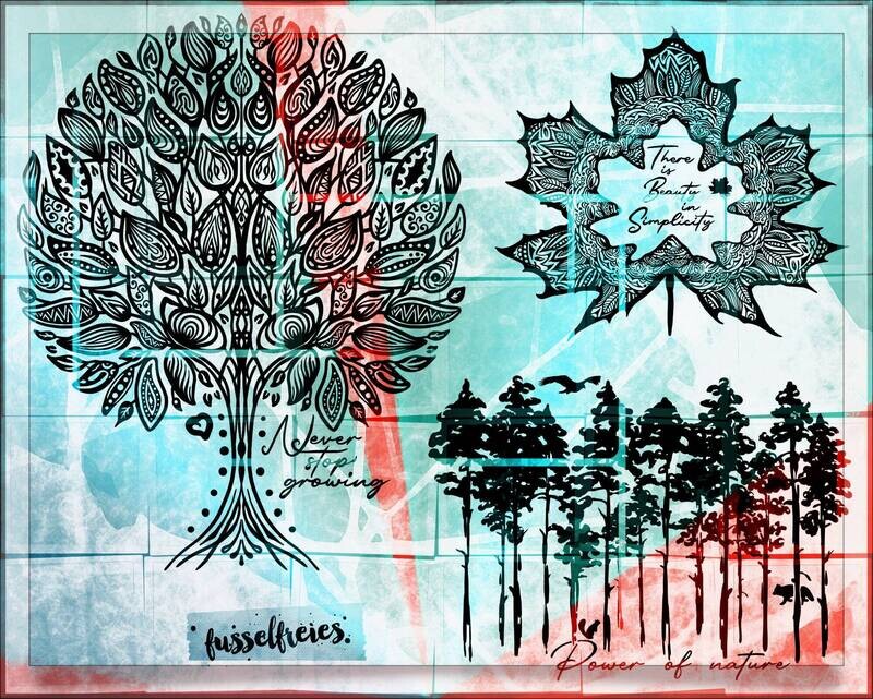 Lebensbaum Vol4 Plotterdatei DXF SVG Ahornblatt - Wald Skizze Designs von Fusselfreies
