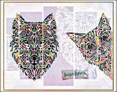 Kunterbunte Tierwelt Vol2 Plotterdatei DXF SVG Wolf und Katze von Fusselfreies (Adventskalender 2020)