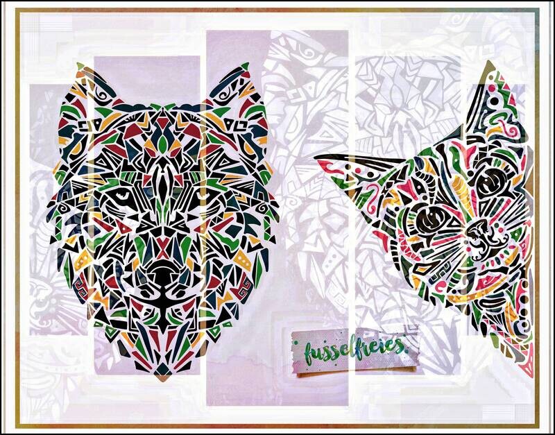 Kunterbunte Tierwelt Vol2 Plotterdatei DXF SVG Wolf und Katze von Fusselfreies (Adventskalender 2020)