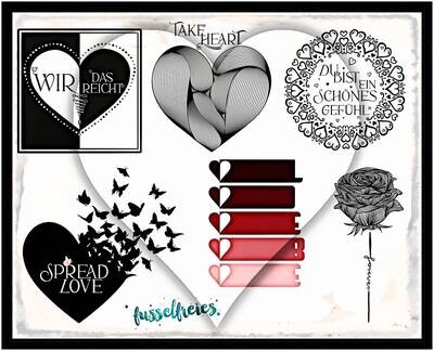 Valentine&#39;s Love Vol5 Plotterdatei Plottervorlage DXF SVG Valentinstag, Liebe, Herz, Rose Fusselfreies