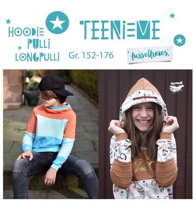 Kombi  eBook &quot;MiniMe&quot; + &quot;TeenieMe&quot; - Hoodie / Pulli Gr.56-176 digitales Schnittmuster zum Druck im A4 und A0 Format (ohne Layer) ohne NZ
