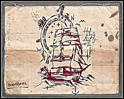 Segelschiff Skizze mit Steuerrad - Plotterdatei DXF SVG.von Fusselfreies (aus Adventskalender 2021)