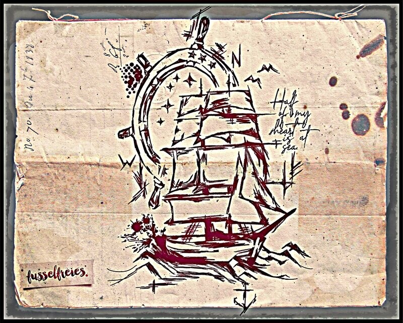 Segelschiff Skizze mit Steuerrad - Plotterdatei DXF SVG.von Fusselfreies (aus Adventskalender 2021)