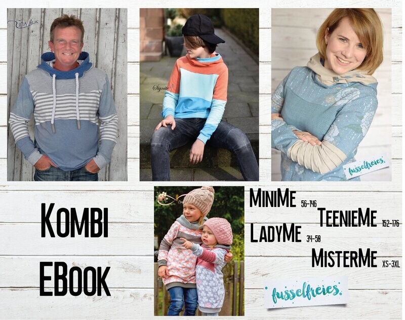 Kombi eBook ME FAMILY MisterMe + LadyMe + MiniMe + TeenieMe - Hoodie / Pulli Gr. 56-176  34-50 und XS - 3XL A4 und A0 Format ohneNZ