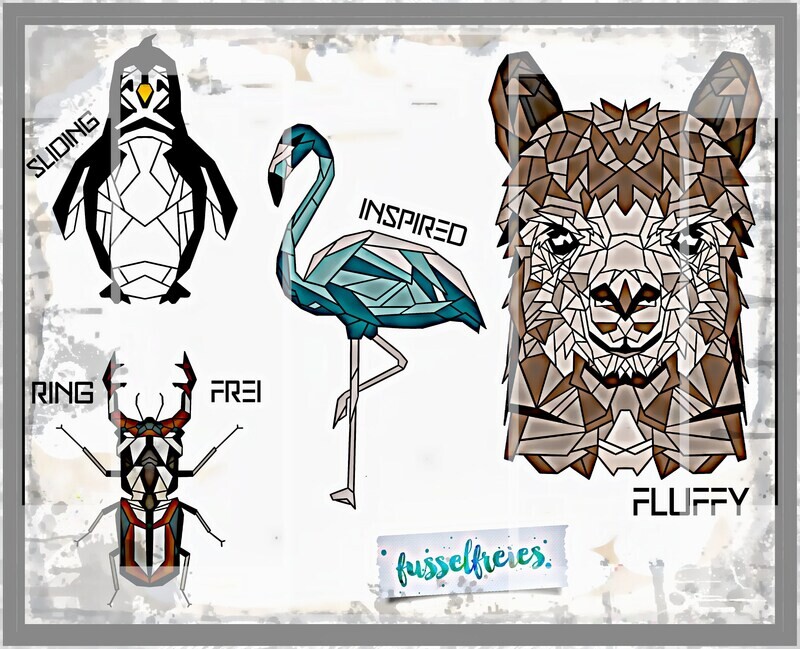 Pinguin, Flamingo, Alpaka, Hirschkäfer - Plotterdatei DXF SVG PNG im Polygon Stil von Fusselfreies (aus Adventskalender 2021)