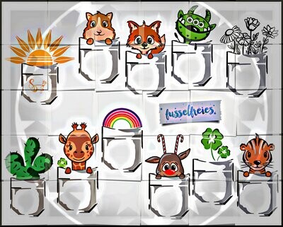 Taschentierchen Vol4 - Plotterdatei Plottervorlage DXF SVG Fuchs,  Hamster, Monster, Rentier, Tiger, Giraffe von Fusselfreies