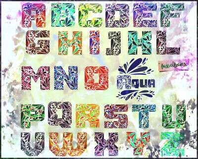 SPLASHES ABC - Alphabet Plotterdatei DXF SVG. von Fusselfreies