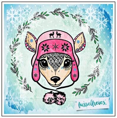 Das kleine Boho Reh im Winter Edition 2018 Plotterdatei DXF SVG von Fusselfreies