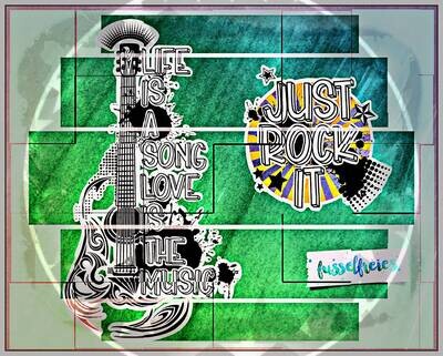 Music Love Vol4 Plotterdatei DXF SVG Gitarre - Just rock it - Design (Adventskalender 2020)