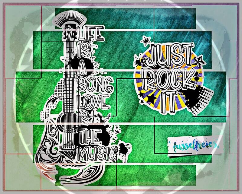Music Love Vol4 Plotterdatei DXF SVG Gitarre - Just rock it - Design (Adventskalender 2020)