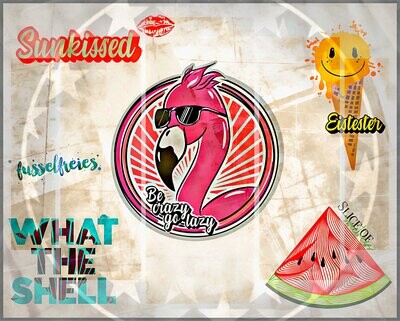 Sunkissed Sommer 2022 Plotterdatei DXF SVG Designs - Eis, Flamingo, Wassermelone, Muschel von Fusselfreies
