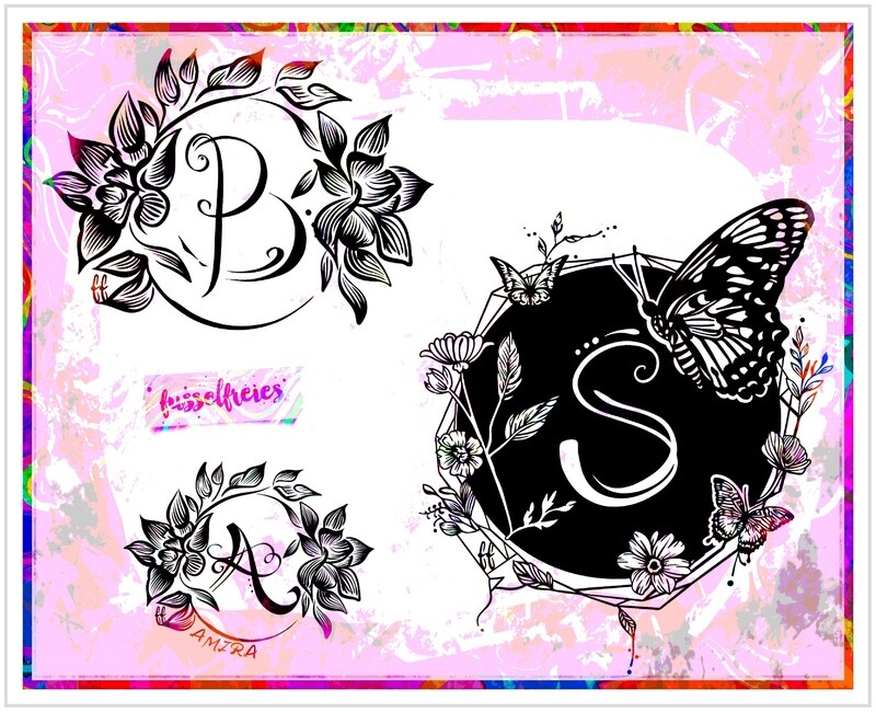 Florales Alphabet Vol2 - Blumen Blüten ABC Plotterdatei Plottervorlage DXF SVG Fusselfreies