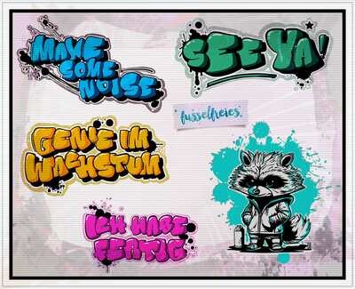 Graffiti Statements &amp; Waschbär Sprayer Plotterdatei Plottervorlage DXF SVG Fusselfreies