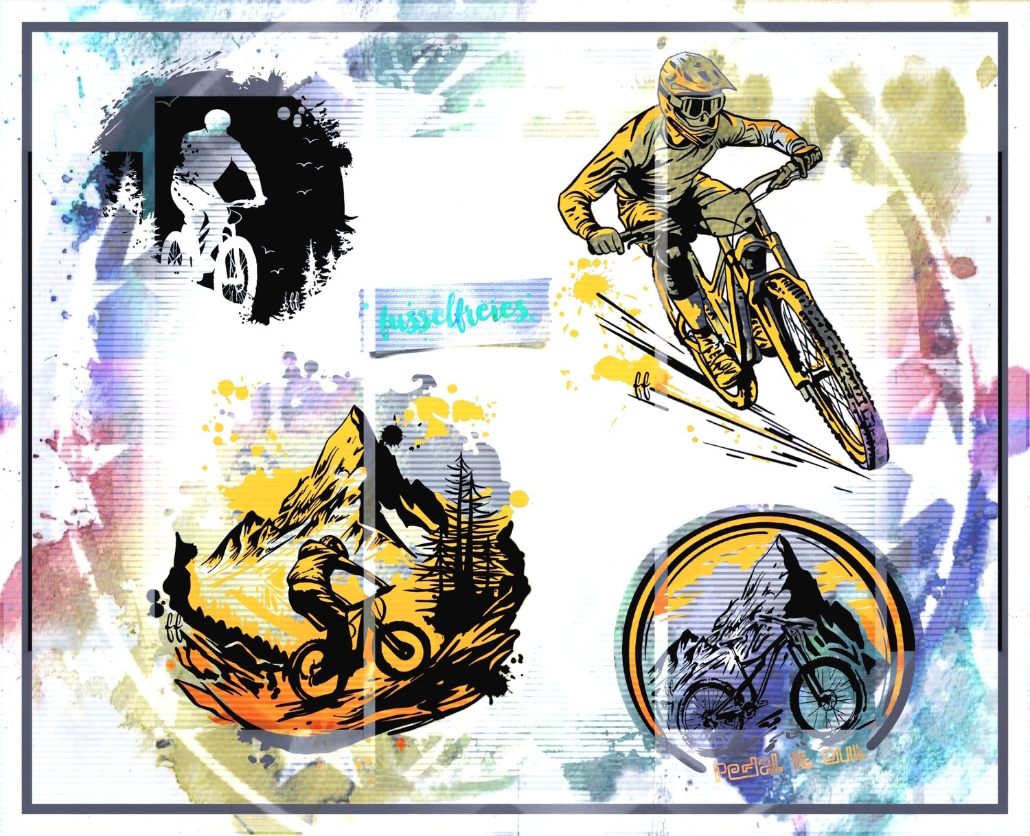 Mountain Bikes - Fahrrad Welt Vol3 Plotterdatei DXF SVG Mountain Bikes, Matterhorn von Fusselfreies
