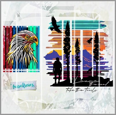 Into The Wildness - Adler Plotterdatei Plottervorlage DXF SVG Wildnis, Wandern, Berge, Berglandschaft von Fusselfreies