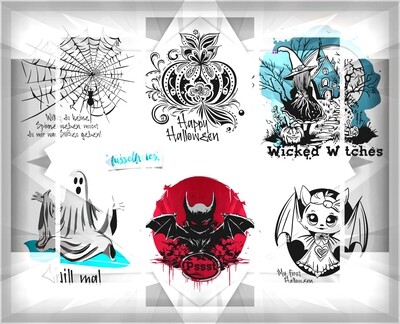 Gespenstisches Halloween 2023 Vol8 Plotterdatei DXF SVG  - Kürbis,  Gespenst, Spinne, Spinnennetz, Fledermaus, Hexe, Hexenhaus, Bat