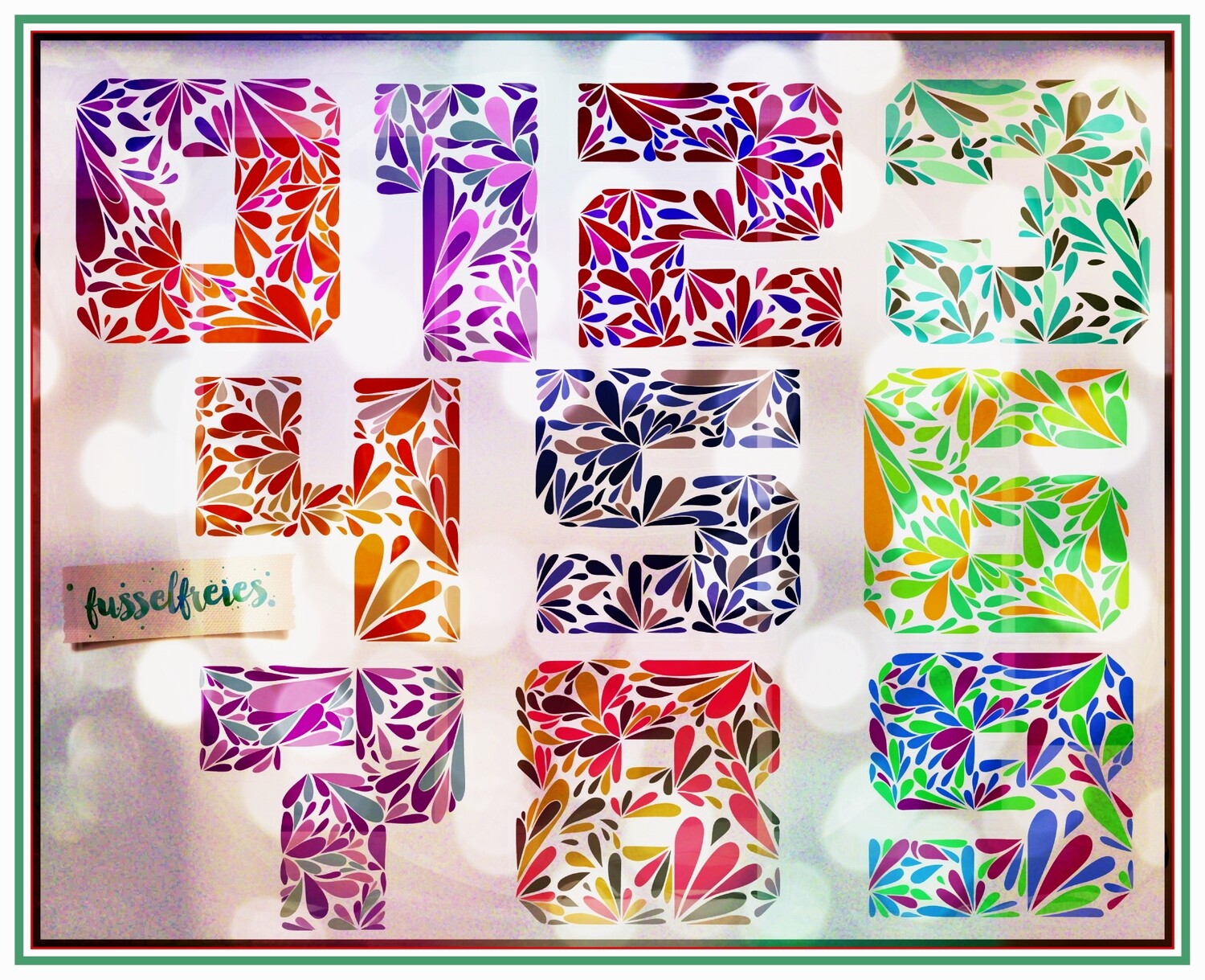 SPLASHES ZAHLEN -  Plotterdatei DXF SVG von Fusselfreies (aus Adventskalender 2022)