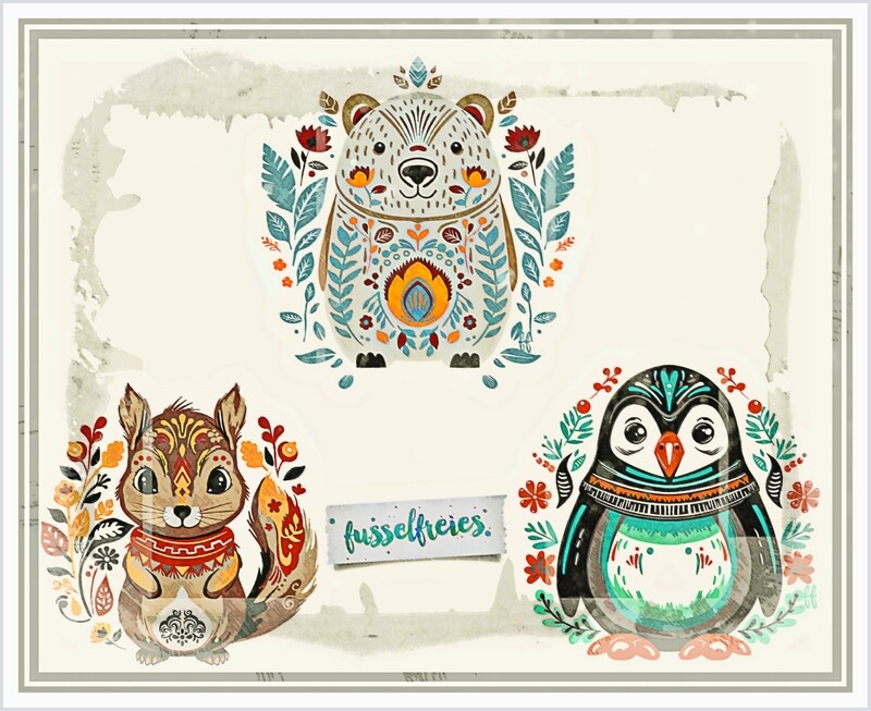 Bohomals Vol2 &quot;Skandinavien&quot; - Plotterdatei  Plottervorlage DXF SVG Boho Eisbär, Boho Eichhörnchen, Boho Pinguin von Fusselfreies