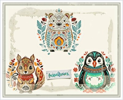 Bohomals Vol2 &quot;Skandinavien&quot; - Plotterdatei  Plottervorlage DXF SVG Boho Eisbär, Boho Eichhörnchen, Boho Pinguin von Fusselfreies