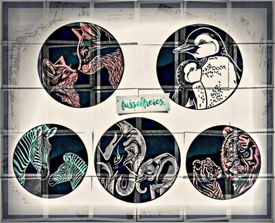 Circles Of Love Plotterdatei Plottervorlage DXF SVG Elefanten, Katzen, Tiger, Pinguin und Zebra von Fusselfreies