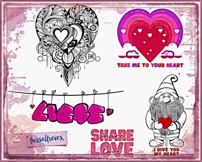 Valentine&#39;s Love Vol7 - Plotterdatei DXF SVG Valentinstag, Liebe, Herz, Gnom, Zwerg, Regenbogen, Love von Fusselfreies
