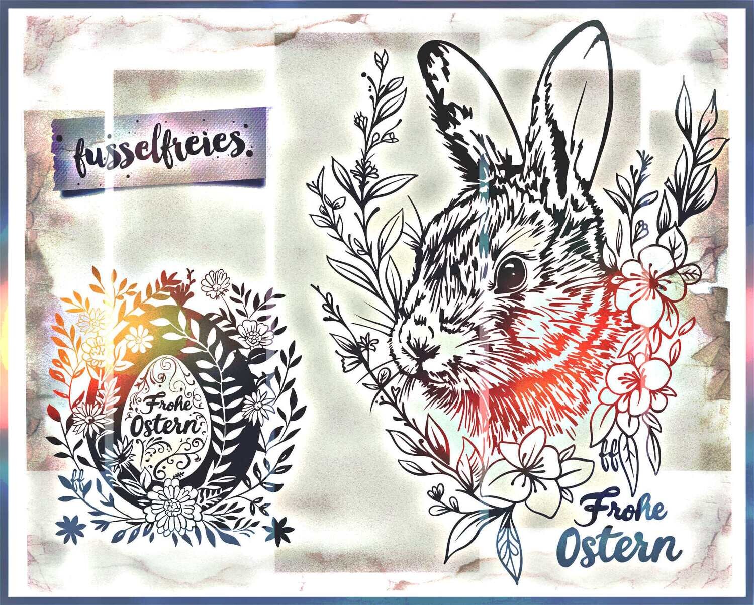 Ostern klassisch 2024 Plotterdatei Plottervorlage DXF SVG Ostern, Osterhase, Osterei von Fusselfreies
