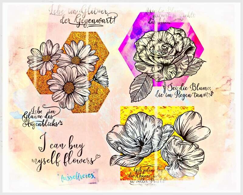 Vintage Flowers  Vol4 Plotterdatei DXF SVG Frühling, Blumen, Gänseblümchen, Rose, Tulpe von Fusselfreies