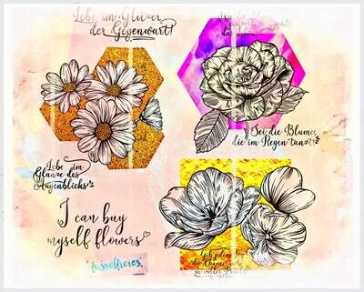 Vintage Flowers  Vol4 Plotterdatei DXF SVG Frühling, Blumen, Gänseblümchen, Rose, Tulpe von Fusselfreies