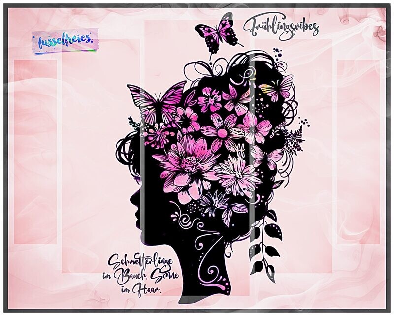 FRÜHLINGSGIRL - Flower Girl Vol4 - Plotterdatei DXF SVG. Frühling, Mädchen, Blumen, Schmetterlinge von Fusselfreies