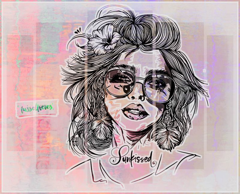 Sunkissed Sommer 2024 Plotterdatei DXF SVG Frauenportrait von Fusselfreies