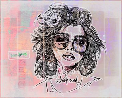 Sunkissed Sommer 2024 Plotterdatei DXF SVG Frauenportrait von Fusselfreies