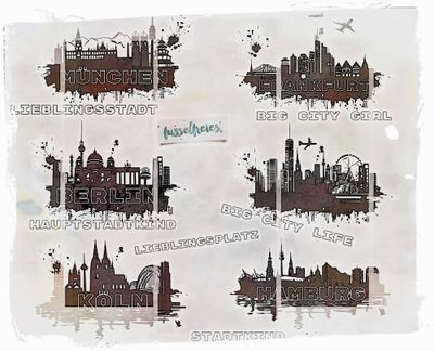 Deutsche Skylines - Plotterdatei DXF SVG Berlin, Hamburg, München, Köln, Frankfurt Design Serie Plottervorlage Laserdatei