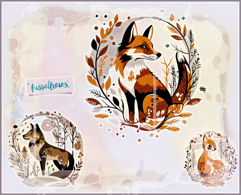 Im Wald Vol4 - Plotterdatei Laserdatei DXF SVG Herbst, Wald, Fuchs, Wolf, Eichhörnchen von Fusselfreies