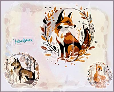 Im Wald Vol4 - Plotterdatei Laserdatei DXF SVG Herbst, Wald, Fuchs, Wolf, Eichhörnchen von Fusselfreies