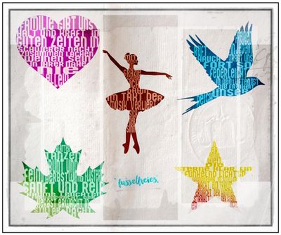 Shaped Words Vol2  - Plotterdatei Laserdatei DXF SVG Ballerina, Herz, Stern, Blatt, Vogel von Fusselfreies
