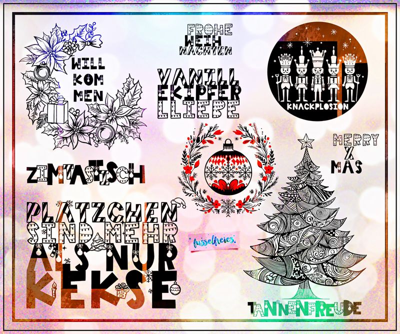 Winter &amp; Weihnachten 2024 Plotterdatei Laserdatei DXF SVG Tannenbaum, Kekse, Plätzchen, Nussknacker, Kranz, Christbaumkugel, Vanillekipferl  von Fusselfreies