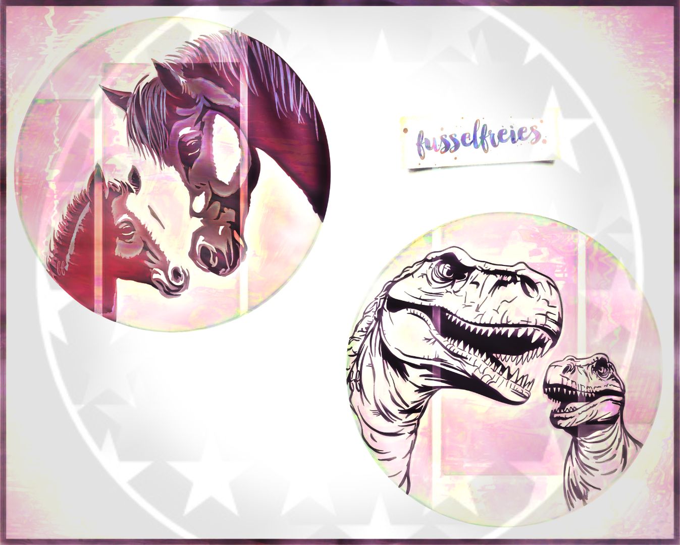 Circles Of Love Vol2 Plotterdatei Plottervorlage DXF SVG Pferd, Pferde, Fohlen, Dino, Dinosaurier, Tyrannosaurus Rex, Familie von Fusselfreies