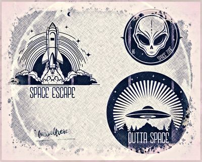 Outta Space -  Im Weltraum Vol2 - Plotterdatei Laserdatei Mondfähre, Rakete, Alien, UFO DXF SVG von Fusselfreies (Adventskalender 2023)