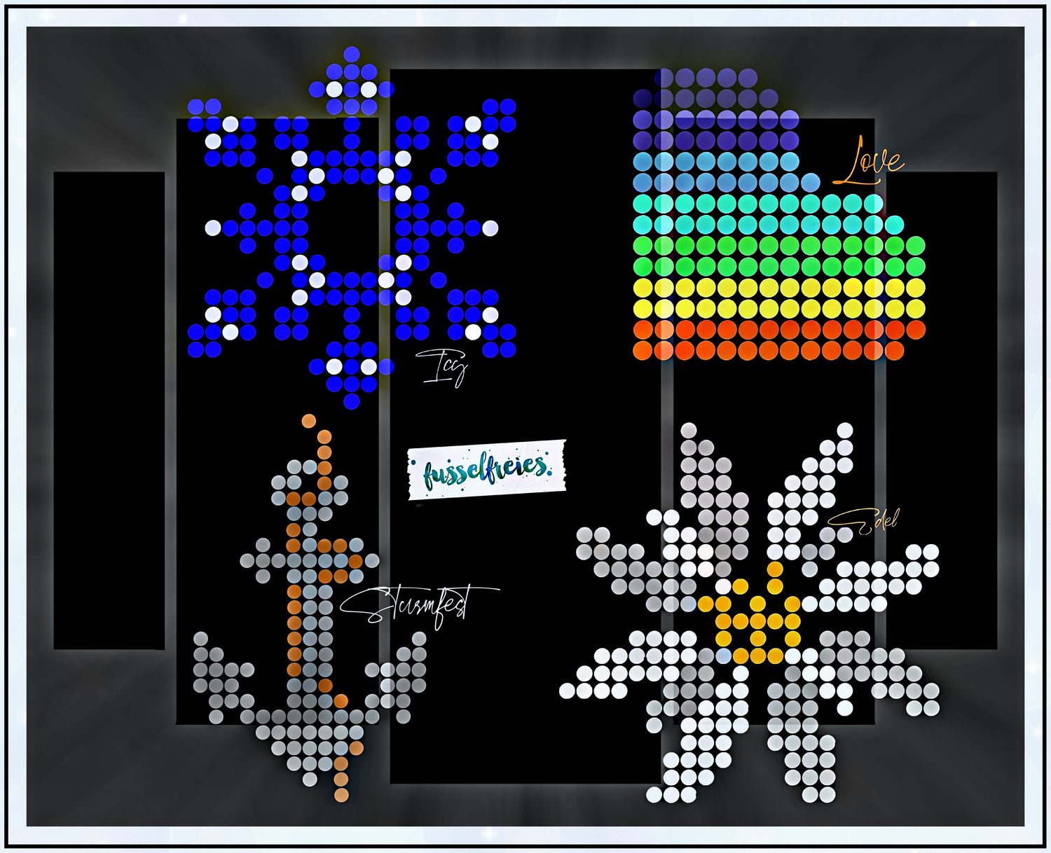 Dotted: Polka Dots - Edelweiß, Anker, Herz und Schneeflocke - Plotterdatei Laserdatei DXF SVG von Fusselfreies (Adventskalender 2023)