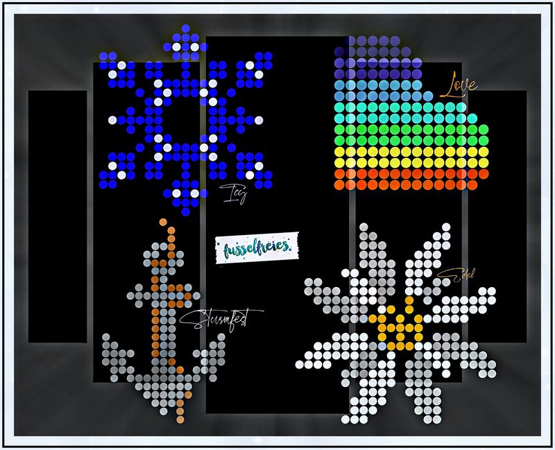 Dotted: Polka Dots - Edelweiß, Anker, Herz und Schneeflocke - Plotterdatei Laserdatei DXF SVG von Fusselfreies (Adventskalender 2023)