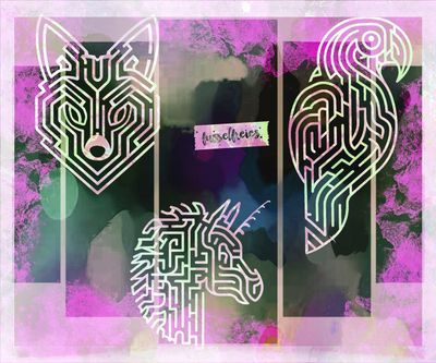 Labyrinth Tiere - Fuchs, Pferd, Einhorn und Papagei - Plotterdatei Laserdatei Plottervorlage DXF SVG  von Fusselfreies