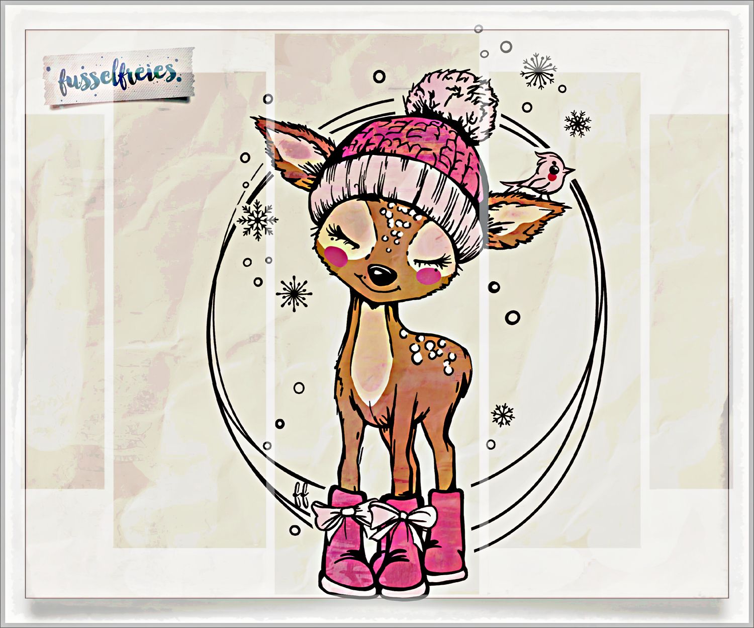 Das kleine Boho Reh im Winter Edition 2025 Plotterdatei Laserdatei DXF SVG von Fusselfreies